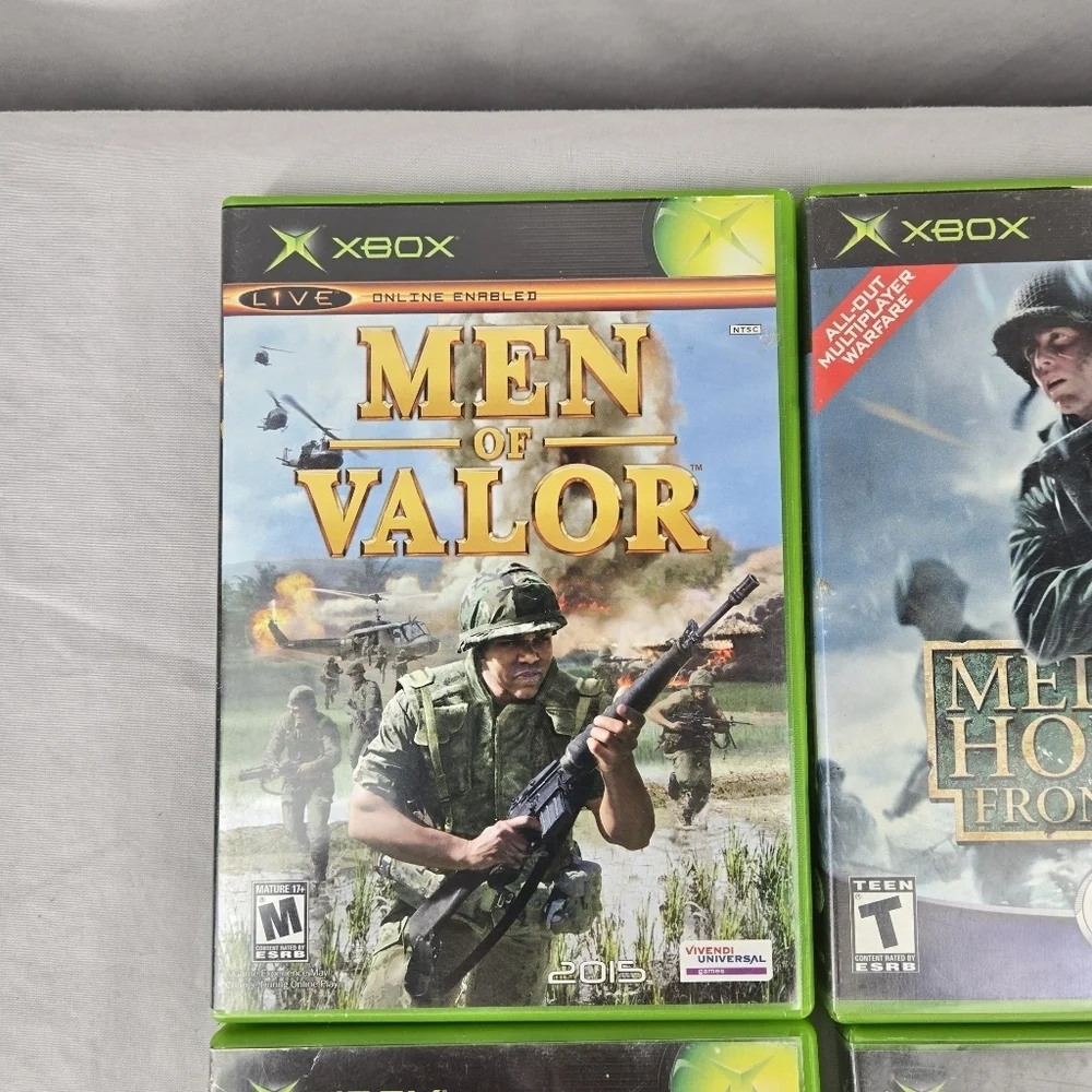Lot Of 4 Original XBOX Games Men Valor Medal Honor Sun Clone Wars Frontline Work